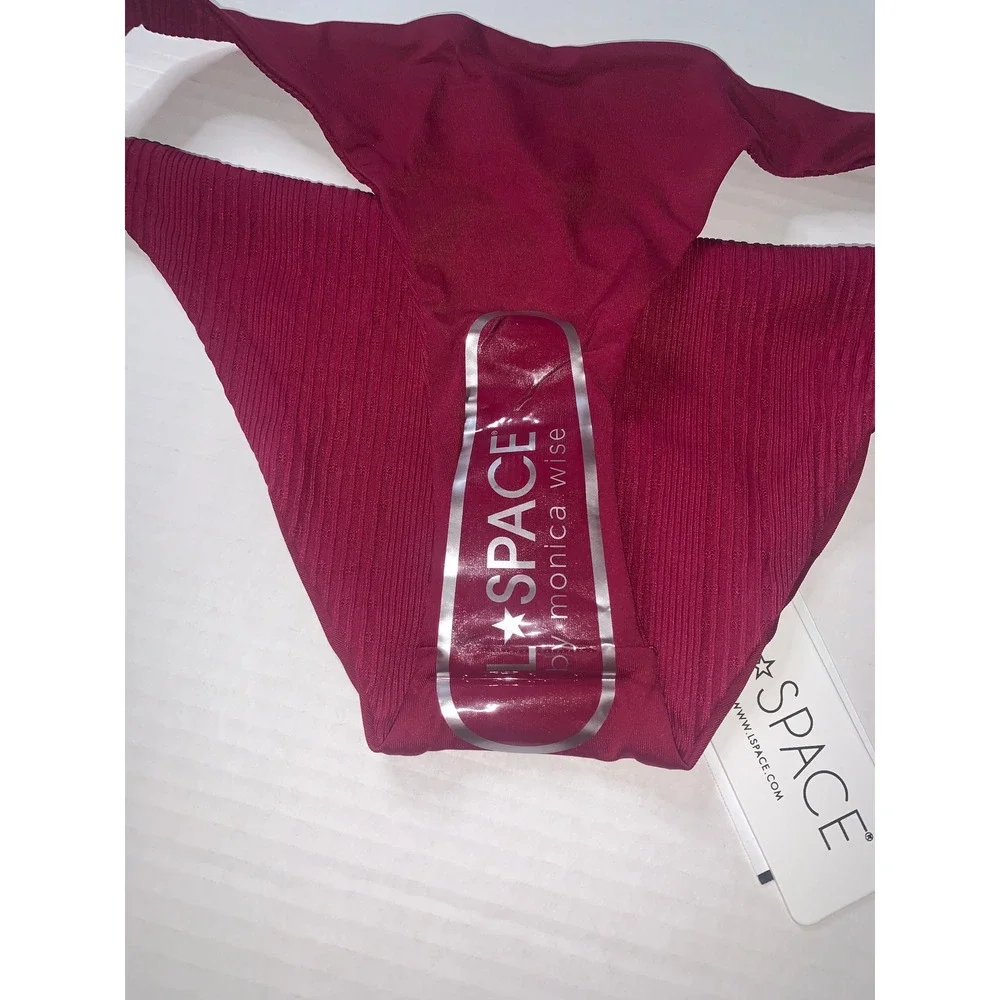 L Space Camacho Ribbed Bikini Bottoms Swimwear Red